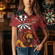 Load image into Gallery viewer, Lion Scratched Dartboard Women's Darts Shirt Polo Jersey Custom Name For Players NYN0739