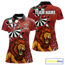 Load image into Gallery viewer, Lion Scratched Dartboard Women's Darts Shirt Polo Jersey Custom Name For Players NYN0739