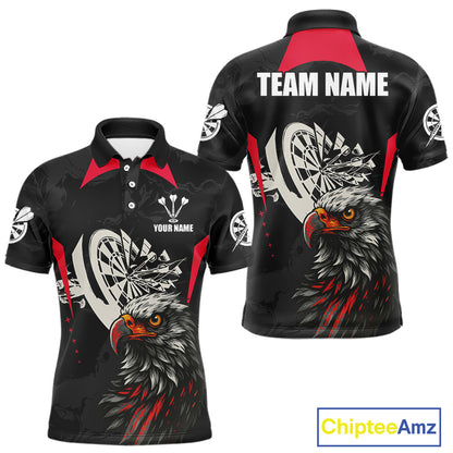 Eagle Cracked Dartboard Custom Red Darts Polo Shirt For Men - Darts Team Jersey NYN0740
