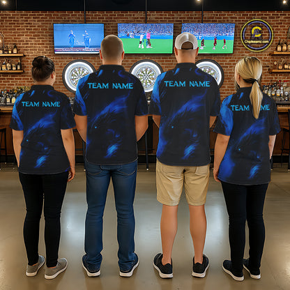 Personalized Black And Blue Flames Dragon Dart Quarter-Zip Shirts For Men Dart Team Jerseys NYN2188