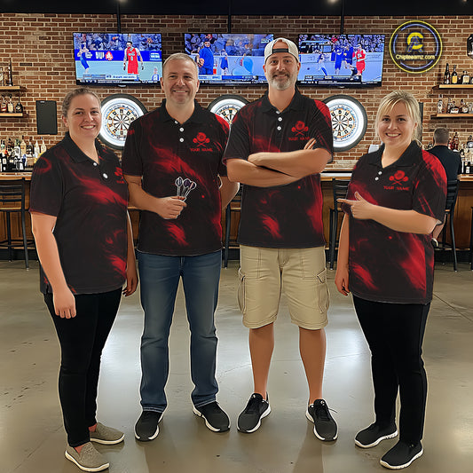 Personalized Black And Red Flames Dragon Dart Quarter-Zip Shirts For Women Dart Team Jerseys NYN2189
