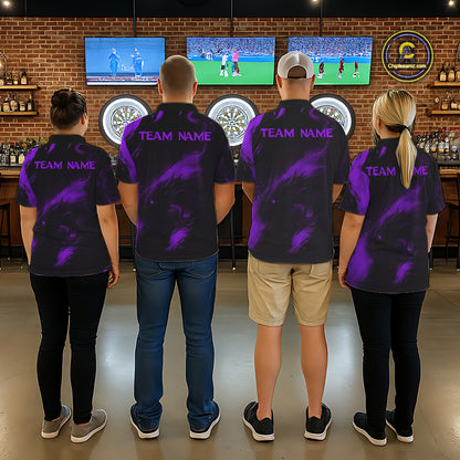 Personalized Black And Purple Flames Dragon Dart Quarter-Zip Shirts For Women Dart Team Jerseys NYN2190