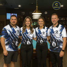 Load image into Gallery viewer, White And Blue Claws 8 Ball Billiard Pool Shirt For Men Custom Billiard Attire Team Jersey NYN3064