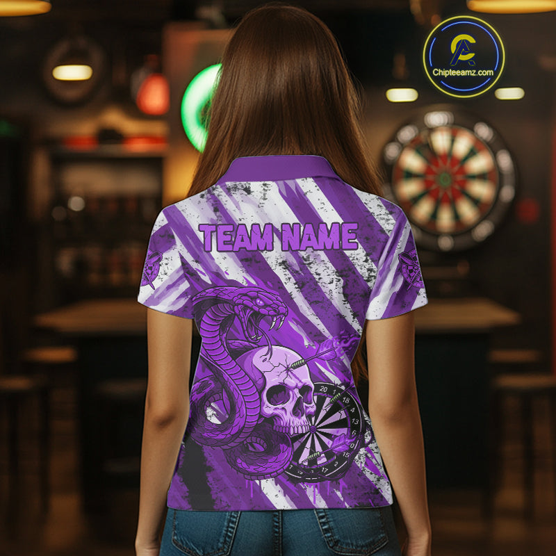 White And Purple Cobra Skull Dartboard Custom Women Darts Polo Shirt Grunge Dart Jerseys NYN1931