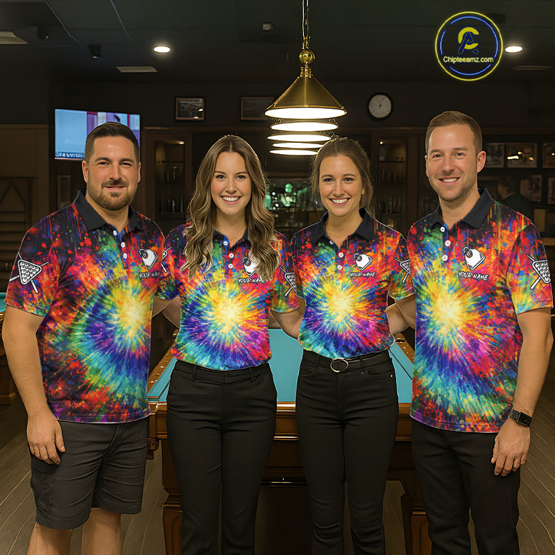 Colorful Tie-Dye Funny Eagle 8 Ball Women Billiards Shirt Personalized Pool Balls Billiard Attire NYN2689