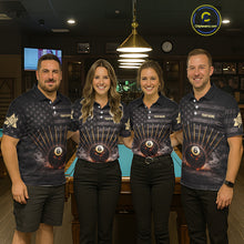 Load image into Gallery viewer, American Flag Cracked Ball 8 Billiards Pool Sticks Shirt For Women Custom Grunge Billiard Balls Attire NYN2691