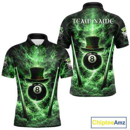 St Patrick's Day Green Smokes Ball 8 Billiards Pool Sticks Shirt For Men Custom Billiard Balls Attire NYN2692