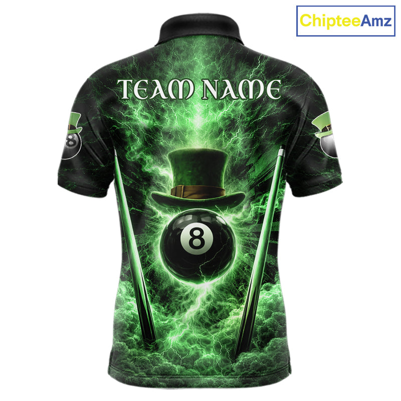 St Patrick's Day Green Smokes Ball 8 Billiards Pool Sticks Shirt For Men Custom Billiard Balls Attire NYN2692