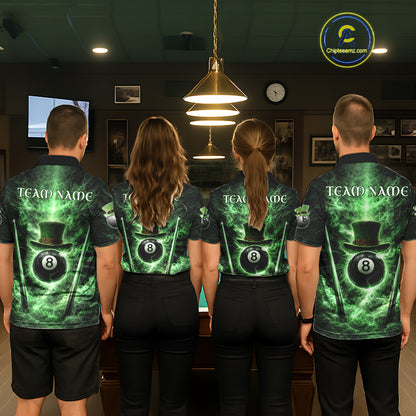St Patrick's Day Green Smokes Ball 8 Billiards Pool Sticks Shirt For Men Custom Billiard Balls Attire NYN2692