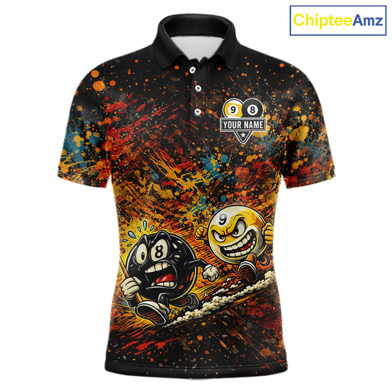 Colorful Splatter Funny Billiard Ball 9 & 8 Ball Pool Shirt For Men Personalized Billiard Team Names NYN2693
