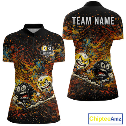 Colorful Splatter Funny Billiard Ball 9 & 8 Ball Pool Shirt For Women Personalized Billiard Team Names NYN2693