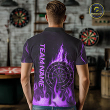 Load image into Gallery viewer, Personalized Dart Shirts For Men Custom Purple Dartboard Flame Team League Darter Jerseys NYN2849