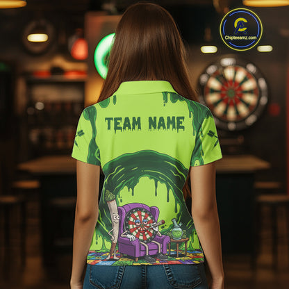 Funny Smoking Dartboard Green Dripping Custom Women Darts Quarter-Zip Shirt Dart Jerseys NYN1941