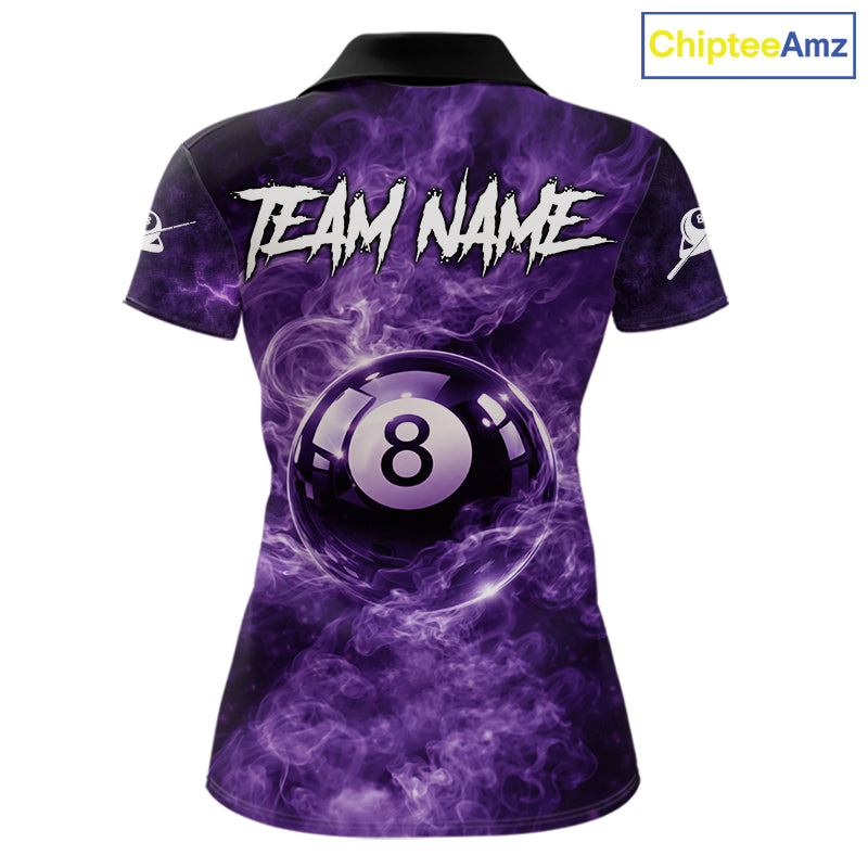 Thunder Purple Smokes Grim Reaper Ball 8 Billiards Pool Shirt For Women Personalized Billiard Team Names NYN2695