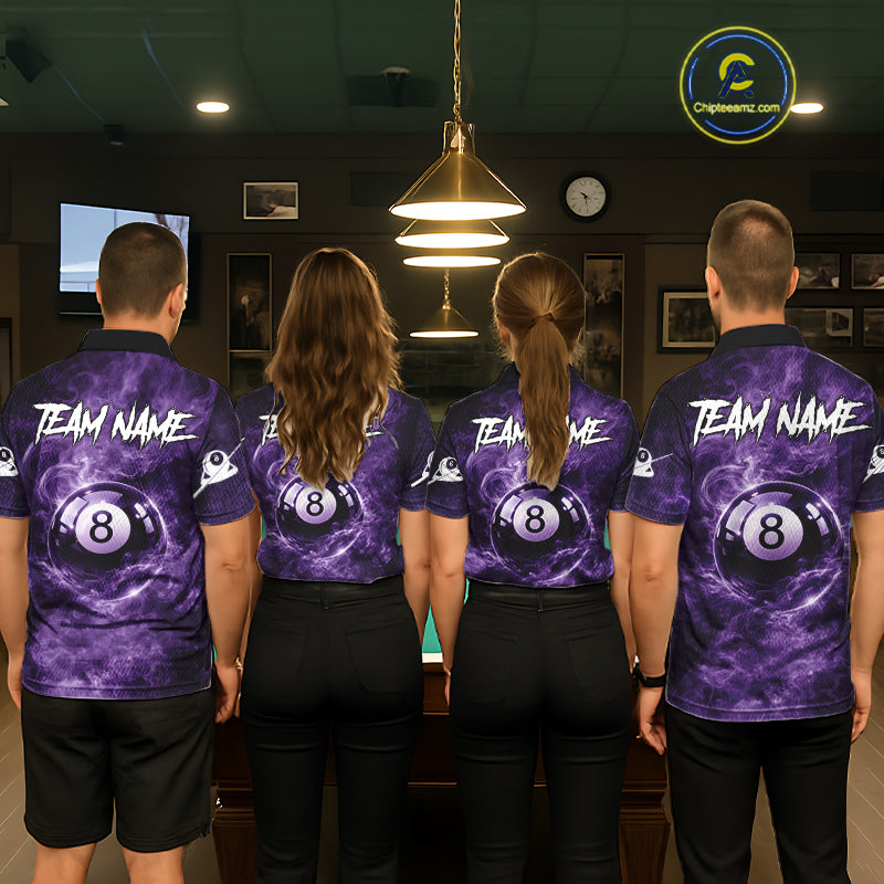 Thunder Purple Smokes Grim Reaper Ball 8 Billiards Pool Shirt For Women Personalized Billiard Team Names NYN2695