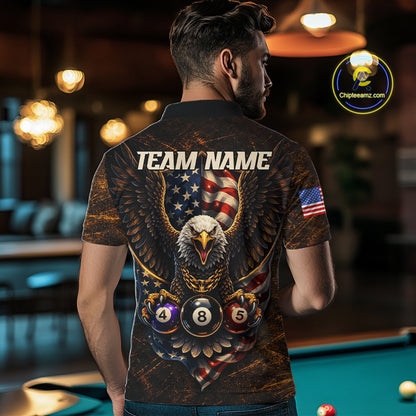 Eagle Retro Grunge American Flag Ball 8 Billiards Pool Shirt For Men Personalized Billiard Team Names NYN2696