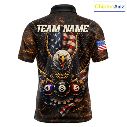 Eagle Retro Grunge American Flag Ball 8 Billiards Pool Shirt For Men Personalized Billiard Team Names NYN2696