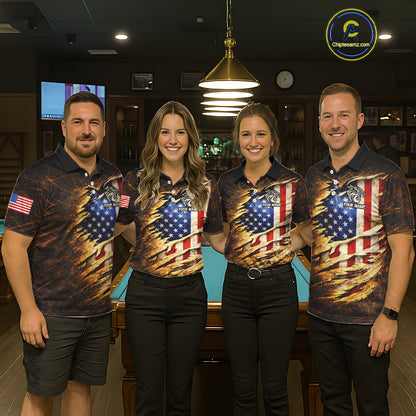 Eagle Retro Grunge American Flag Ball 8 Billiards Pool Shirt For Men Personalized Billiard Team Names NYN2696