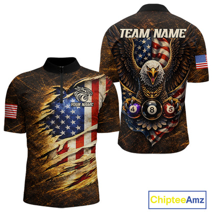 Eagle Retro Grunge American Flag Ball 8 Billiards Pool Shirt For Men Personalized Billiard Team Names NYN2696