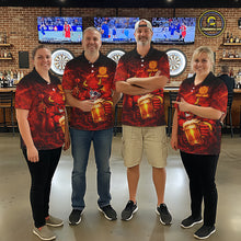 Load image into Gallery viewer, Red|Funny Bull &amp; Beer Thunder Lightning Dart Polo Shirts For Men Custom Name For Darters NYN2698