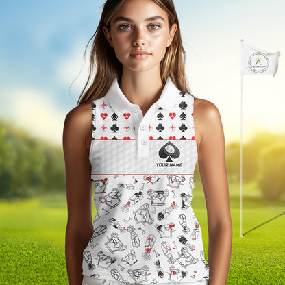 Poker Womens Golf Sleeveless Polo Shirt Personalized Name Funny Golf Top For Team Golfer Gift For Ladies NYN2850