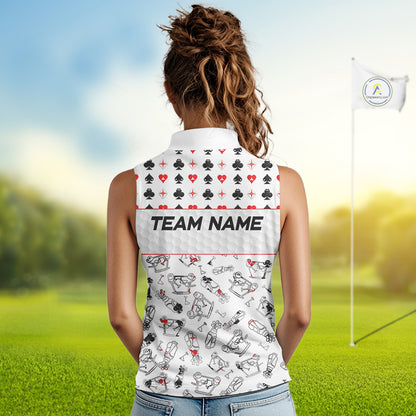 Poker Womens Golf Sleeveless Polo Shirt Personalized Name Funny Golf Top For Team Golfer Gift For Ladies NYN2850