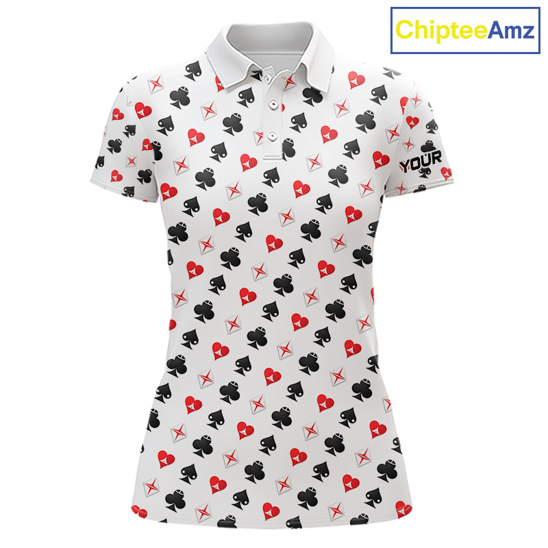 Custom Poker Golf Polo Shirt For Womens Personalized Name Funny Golf Team Attire Golfer Gift NYN2851