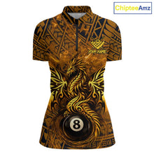 Load image into Gallery viewer, Black And Yellow Tribal Pattern Billiard Phoenix Jersey For Women Billiard 8 Ball Pool Team Shirts NYN2861