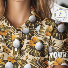 Load image into Gallery viewer, Personalized Tropical Yellow Monstera And Golfs Pattern Custom Golf Polo Shirt For Women Golf Team Clothes NYN2865
