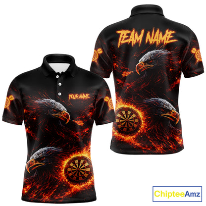 Eagle Couple Flame Dartboard & Arrow Men Darts Polo Shirt Custom Outfits Dart Team Jerseys NYN2508