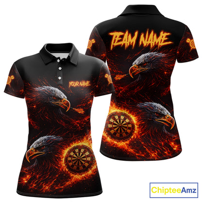 Eagle Couple Flame Dartboard & Arrow Women Darts Polo Shirt Custom Outfits Dart Team Jerseys NYN2508