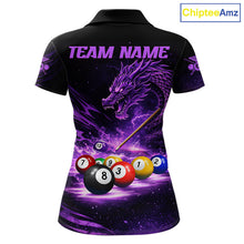 Load image into Gallery viewer, Purple Funny Dragon Thunder Ball Pool Billiard Team Shirt For Women Custom Billiards Ball Attire NYN2700