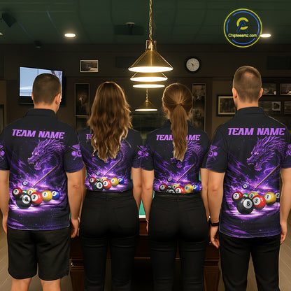Purple Funny Dragon Thunder Ball Pool Billiard Team Shirt For Men Custom Billiards Ball Attire NYN2700