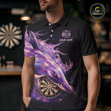 Load image into Gallery viewer, Personalized Pink Holographic Shark Men Darts Polo League Shirts Funny Grunge Dart Jerseys NYN2707