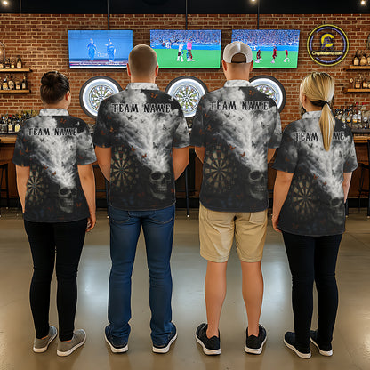 Personalized Pink Holographic Shark Men Darts 1/4-Zip League Shirts Funny Grunge Dart Jerseys NYN2707