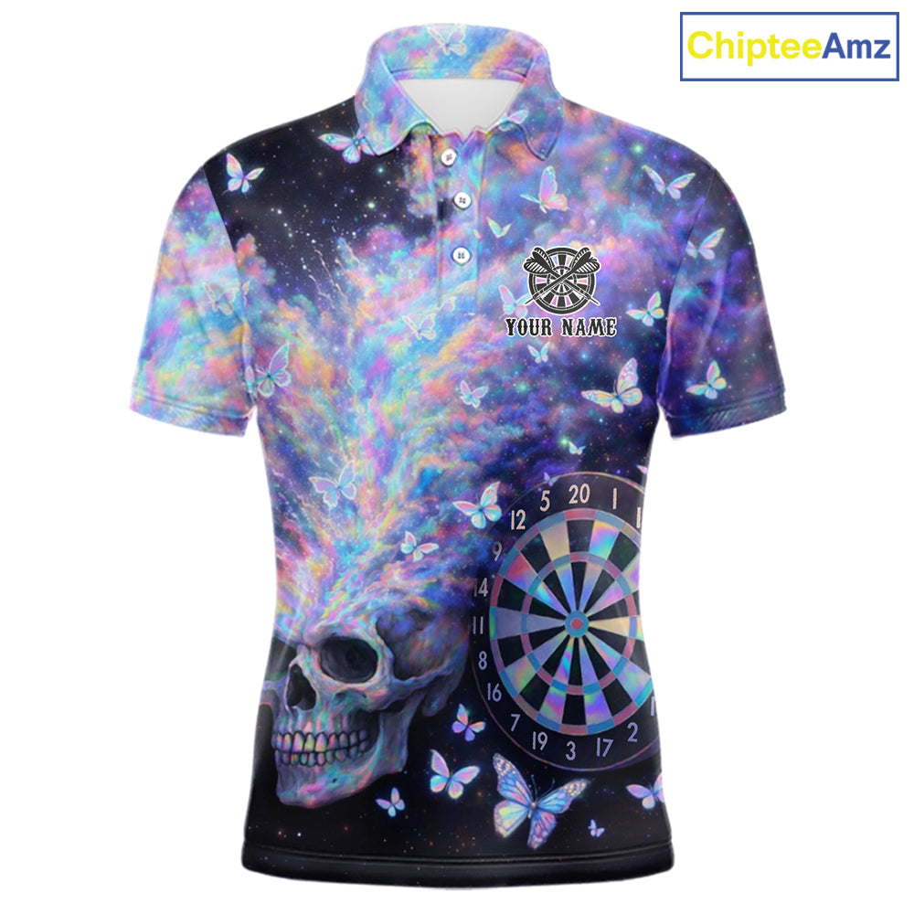 Custom Holographic Smokes Skull Dartboard Men Dart Polo Shirt Butterfly Dart Jerseys NYN2709