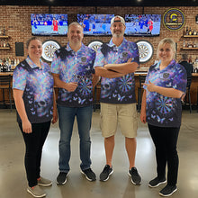Load image into Gallery viewer, Custom Holographic Smokes Skull Dartboard Men Dart Polo Shirt Butterfly Dart Jerseys NYN2709