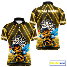 Load image into Gallery viewer, Lightning Yellow Neon Electric Funny Bee Men Dart Polo Shirt Custom Team Name For Darters NYN2710
