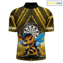 Load image into Gallery viewer, Lightning Yellow Neon Electric Funny Bee Men Dart 1/4-Zip Shirt Custom Team Name For Darters NYN2710