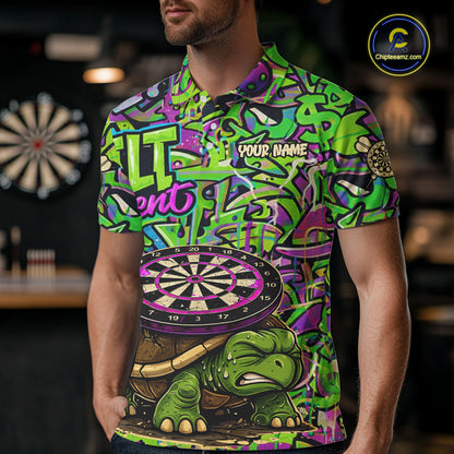 Personalized Funny Dart Shirt Dartboard Turtle Polo Quarter Zip Shirt Custom Team Shirt For Men NYN2859