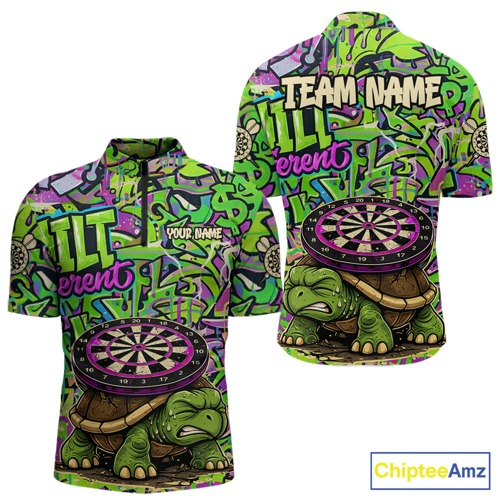 Personalized Funny Dart Shirt Dartboard Turtle Polo Quarter Zip Shirt Custom Team Shirt For Men NYN2859