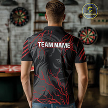 Load image into Gallery viewer, Men's Custom Darts Team Shirts With Crimson Lightning And Stealth Lion NYN0293