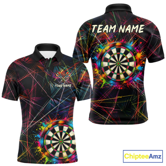 Splatter Paint Dartboard & Arrow Mens Darts Shirt Personalized Colorful Team Darts Jersey NYN3244