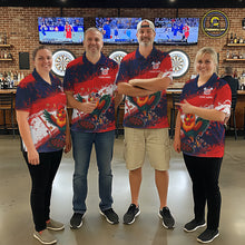 Load image into Gallery viewer, Red, White And Blue Funny Rooster Mens Darts Shirt Personalized Grunge Team Darts Jersey NYN3245