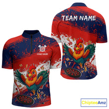Load image into Gallery viewer, Red, White And Blue Funny Rooster Mens Darts Shirt Personalized Grunge Team Darts Jersey NYN3245