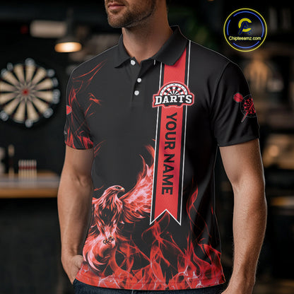 Custom Red Flames Eagle Dart Shirts For Men Eagle Dart Team Jerseys Personalized NYN1109
