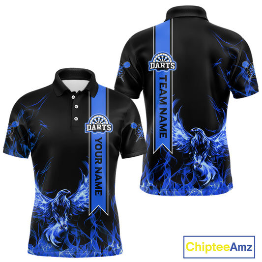 Custom Blue Flames Eagle Dart Shirts For Men Eagle Dart Team Jerseys Personalized NYN1110