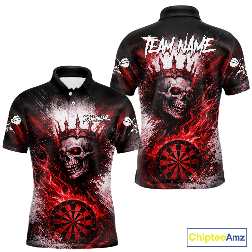 Red Crown Skull Fire Flame Dartboard Men Darts Polo Shirt Custom Grunge Dart Team Jerseys NYN2514
