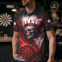 Load image into Gallery viewer, Red Crown Skull Fire Flame Dartboard Men Darts Polo Shirt Custom Grunge Dart Team Jerseys NYN2514