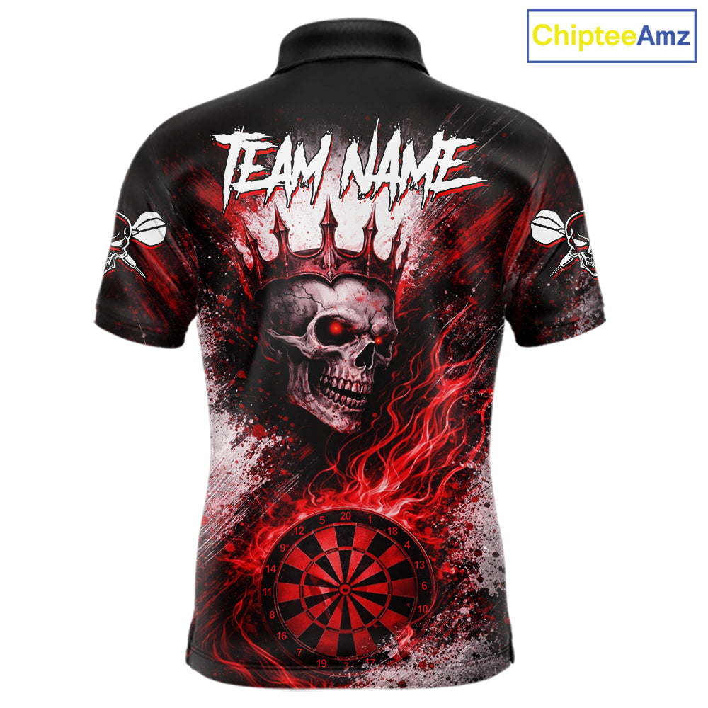 Red Crown Skull Fire Flame Dartboard Men Darts Polo Shirt Custom Grunge Dart Team Jerseys NYN2514